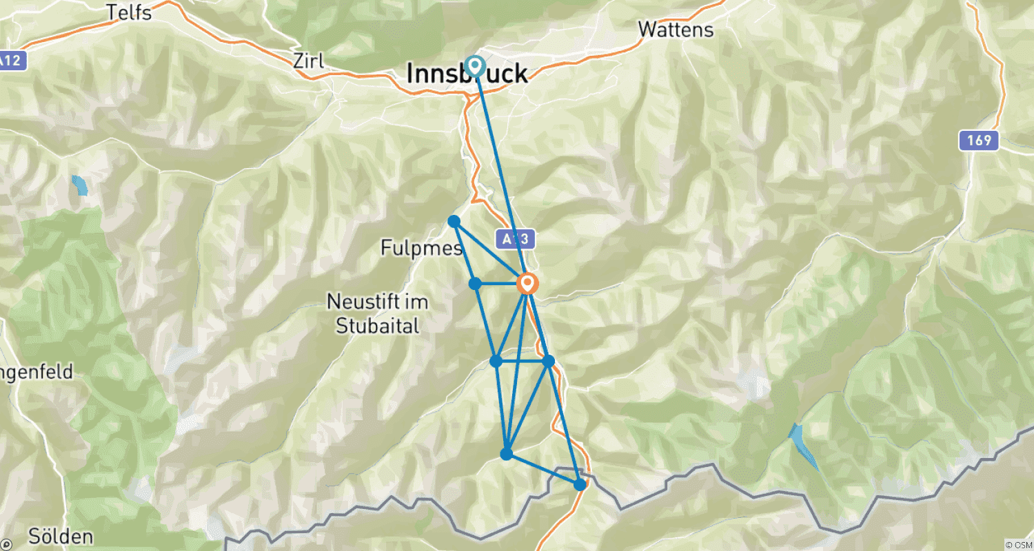 خريطة مسار WIPP-Traverse - Individual Crossing of the Alps