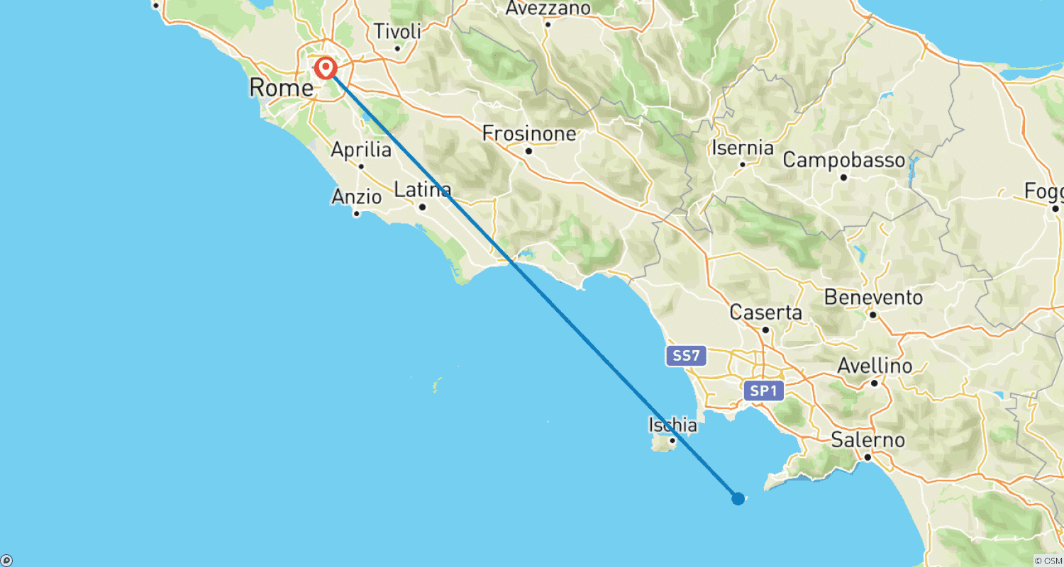 Mapa do percurso de Ilha de Capri e Gruta Azul (de Roma) - 3 dias