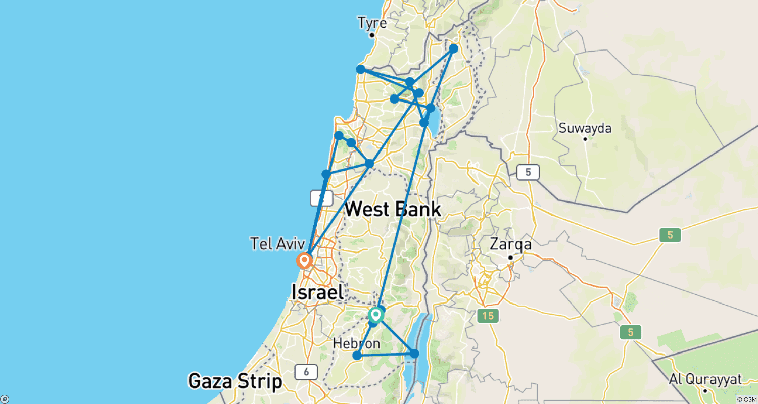 Mapa do percurso de Israel em Profundidade