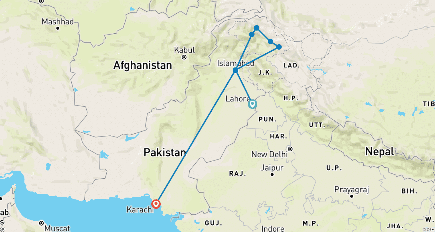 خريطة مسار VIP-Pakistan Culture & Heritage Expedition