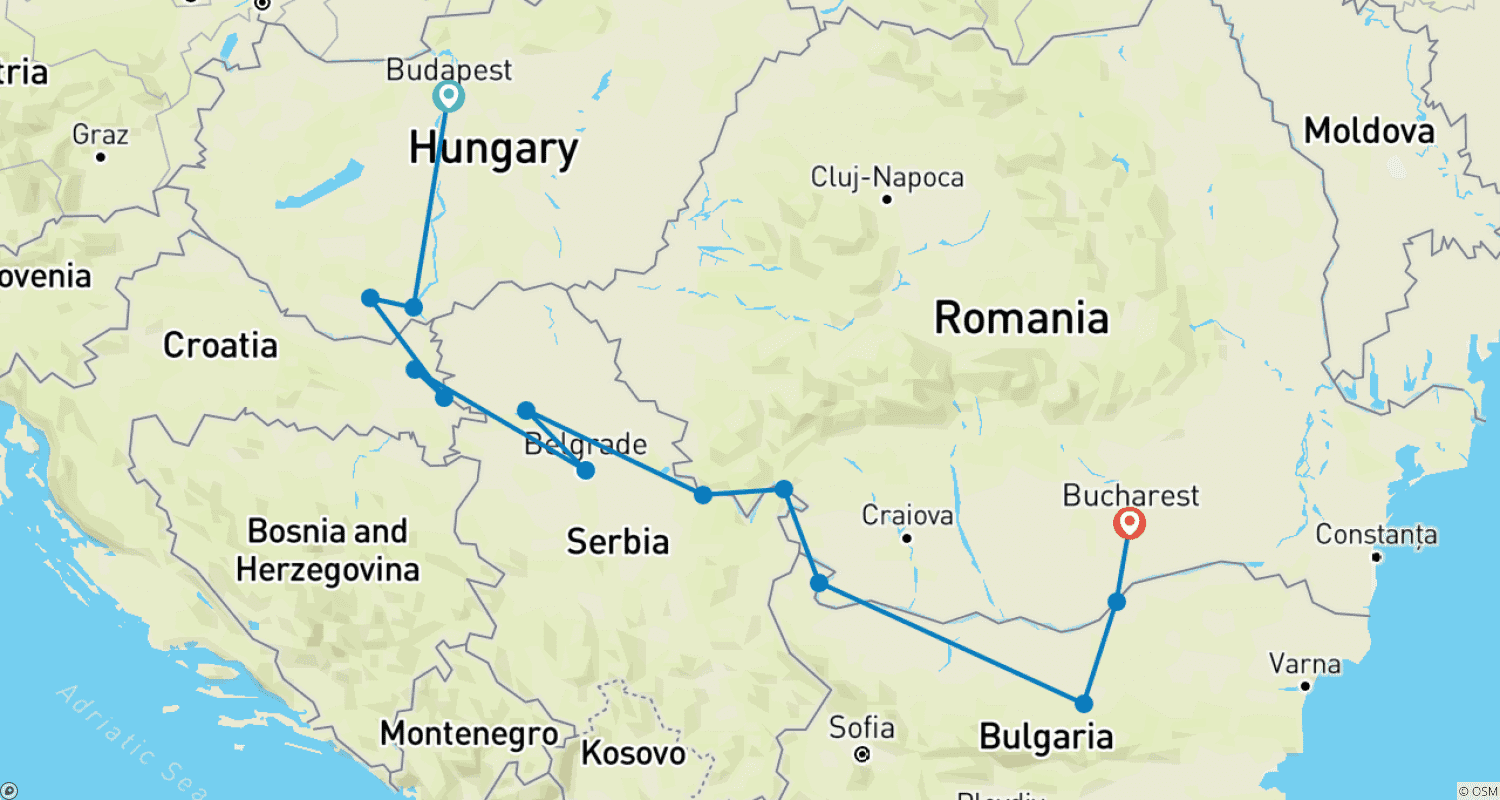 خريطة مسار Gems of Southeast Europe 2026