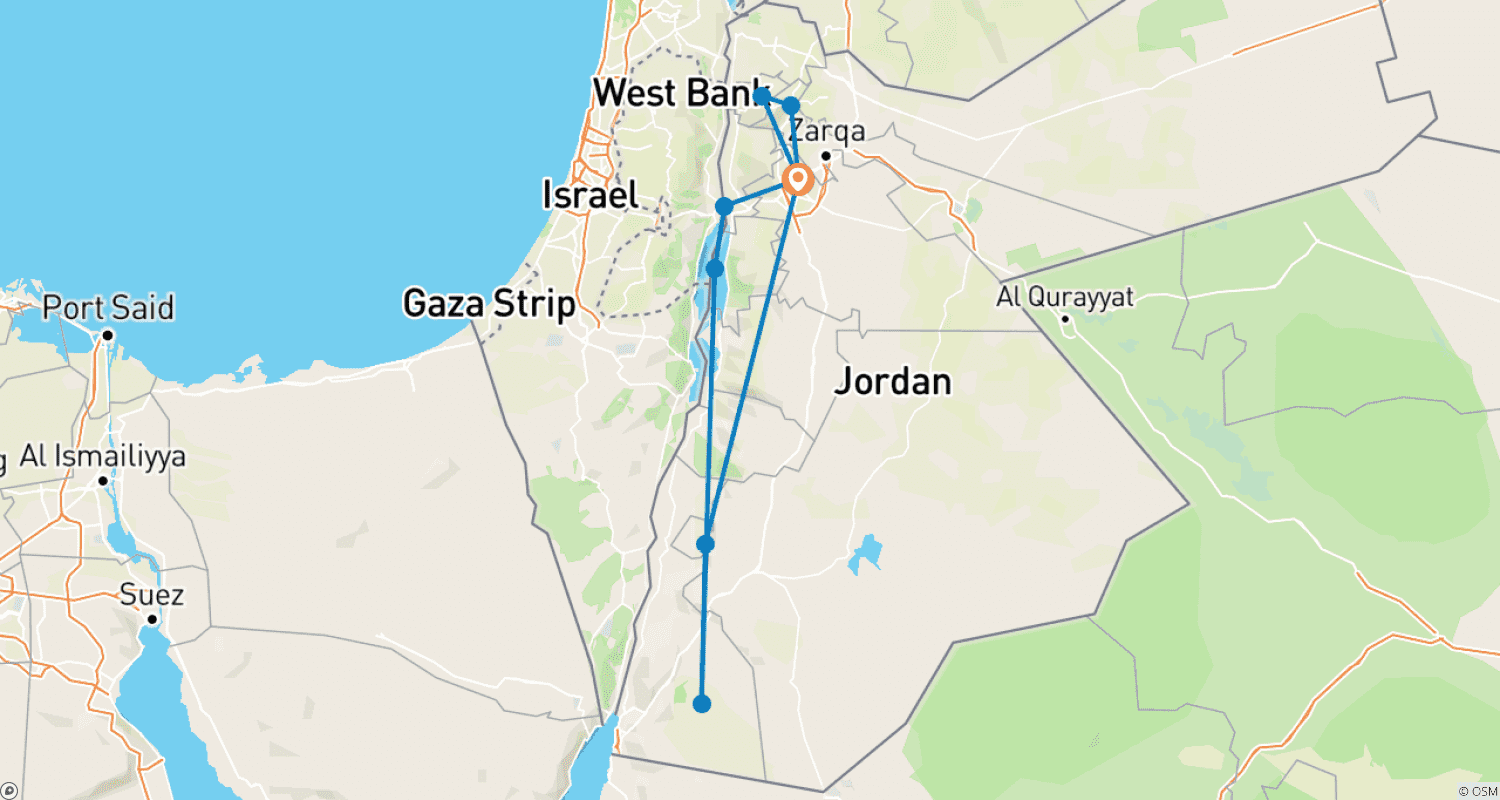 Mapa trasy: Jordan in 6 steps - departure every Wednesday
