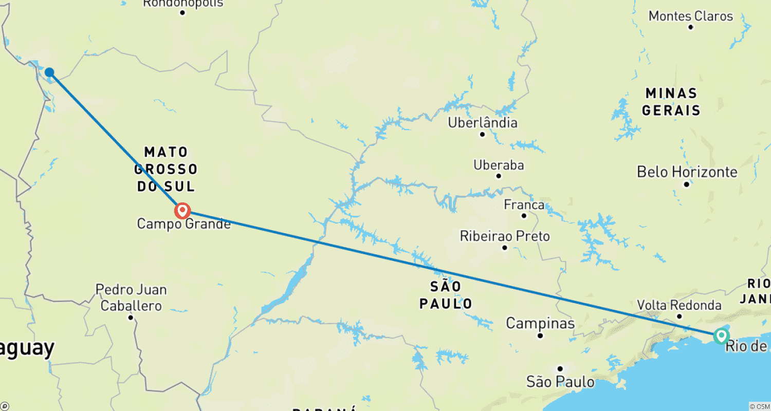 Mapa do percurso de Rio de Janeiro & Pantanal Wildlife