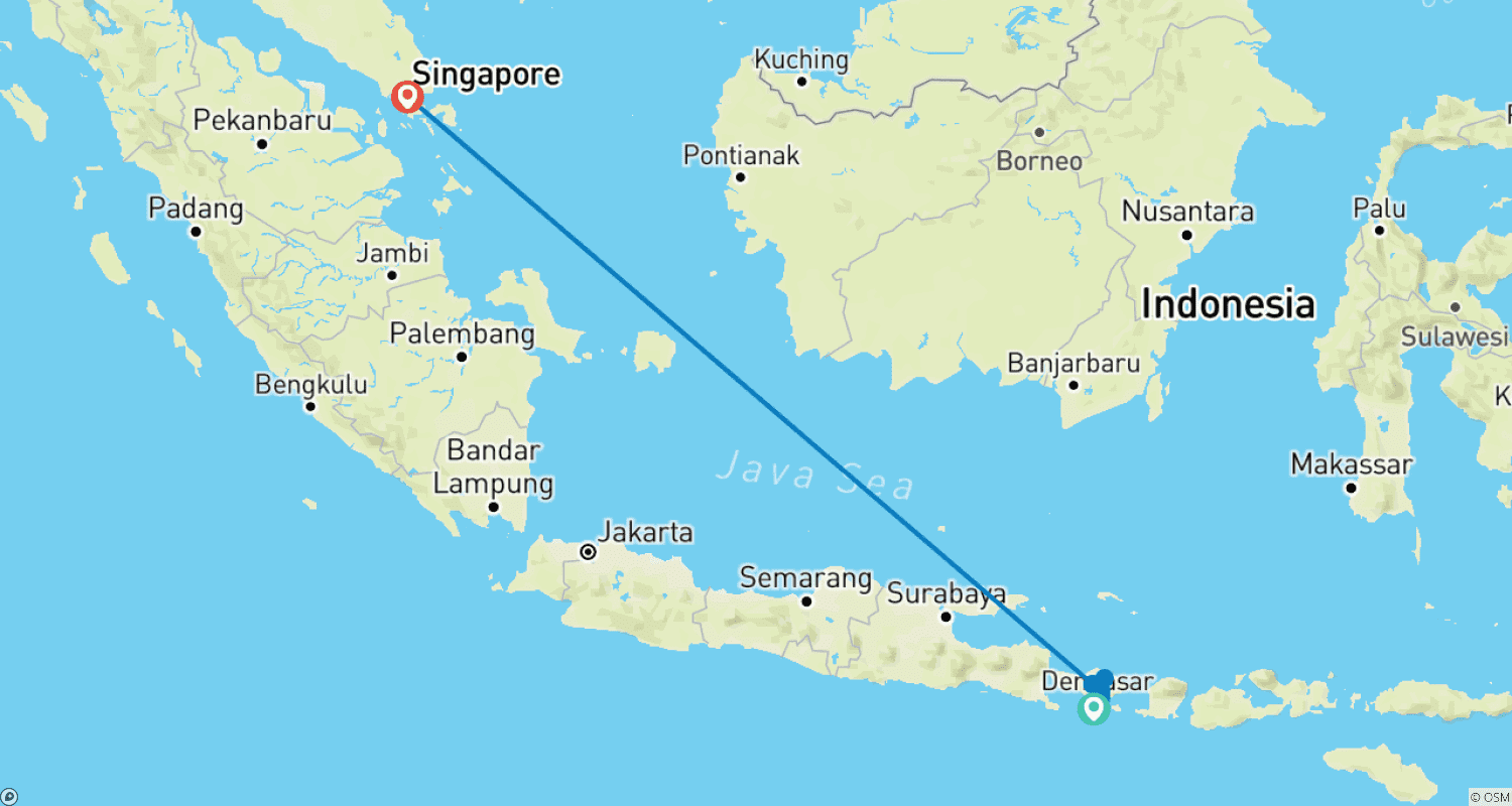 Mapa trasy: Magiczne Wakacje w Singapurze i na Bali