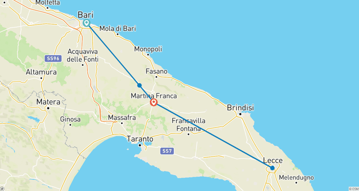Mapa trasy: Gourmet Puglia