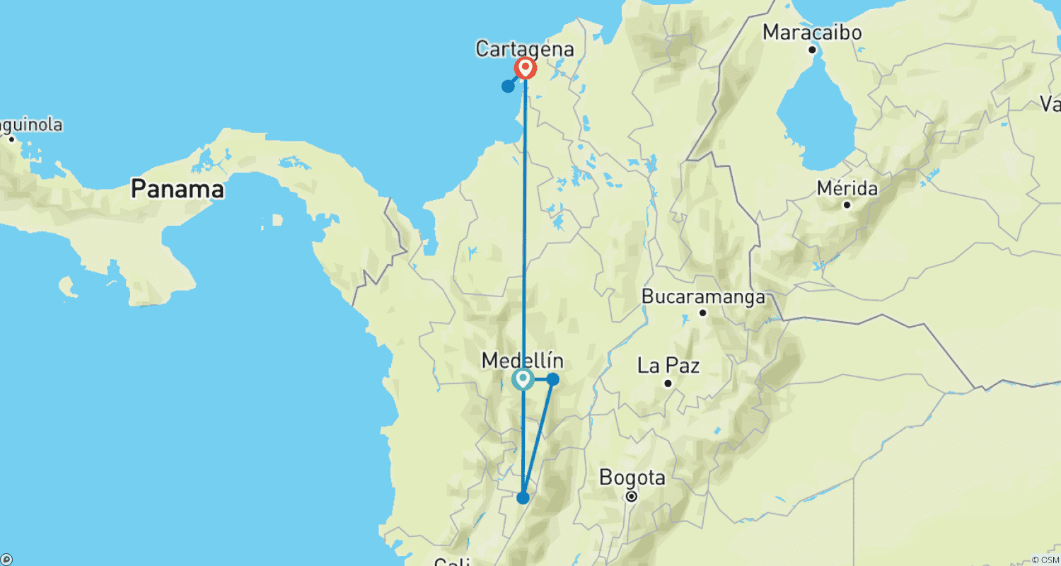 خريطة مسار 8-Day Colombia Luxury Tour