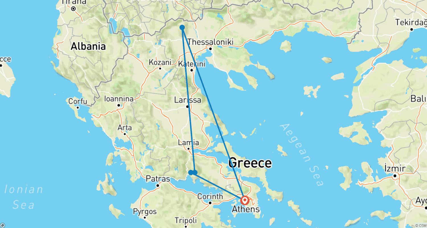 Mapa trasy: Odkryj Delfy z Aten - 2 dni