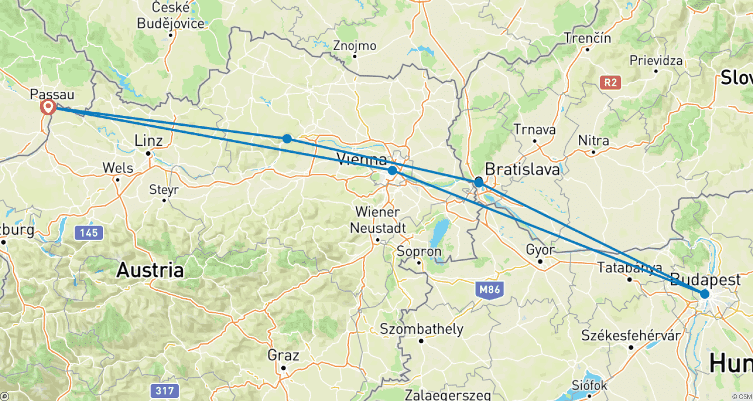 Mapa trasy: Boże Narodzenie na Dunaju