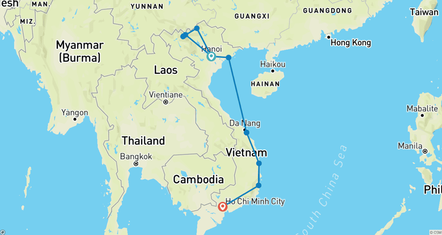 Mapa do percurso de 16 Days Best Scenic Railway Journey in the World – Luxury Package