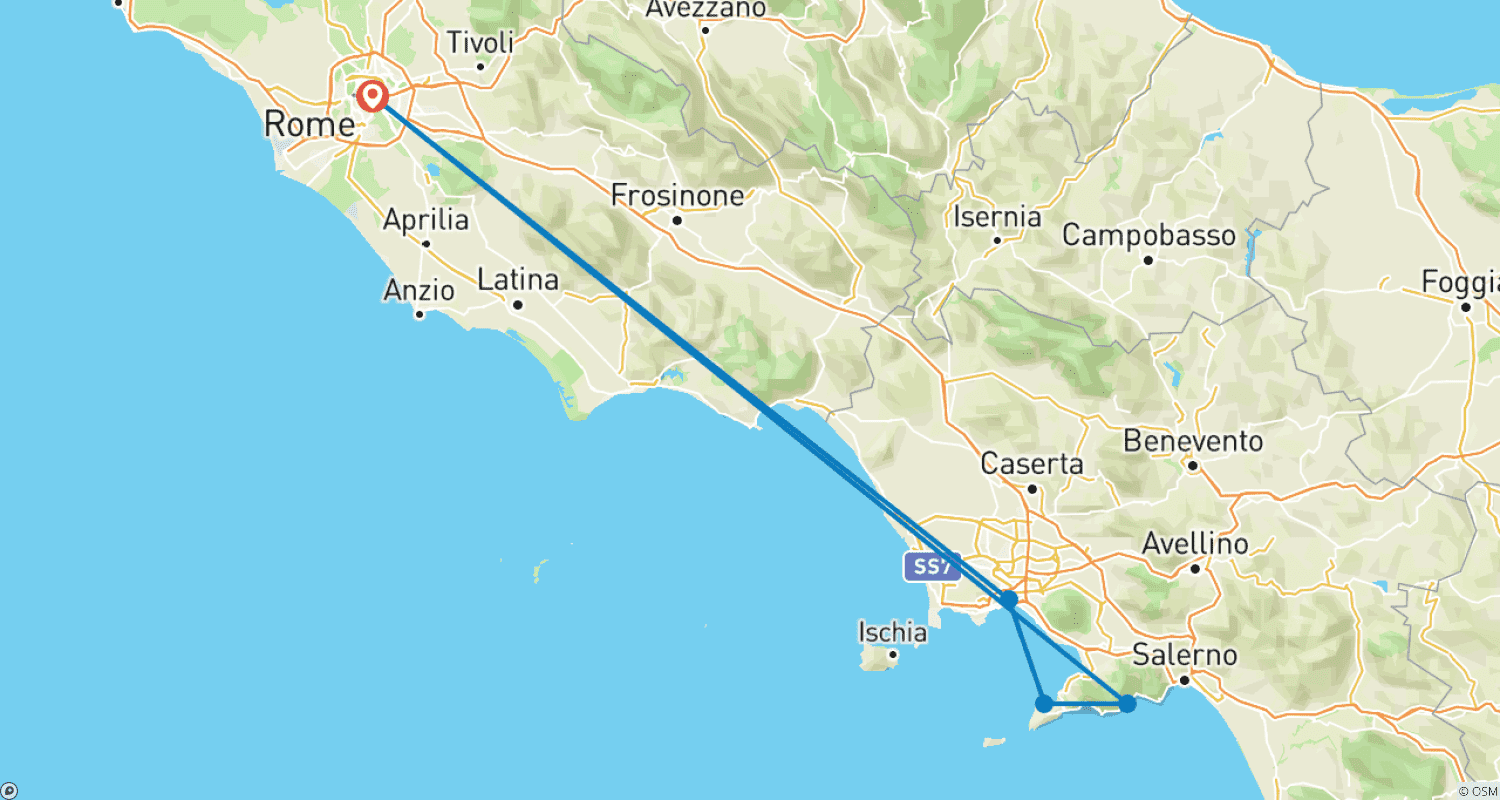 Mapa trasy: COSTIERO | Rzym, Neapol, Sorrento, Amalfi i wiele więcej.