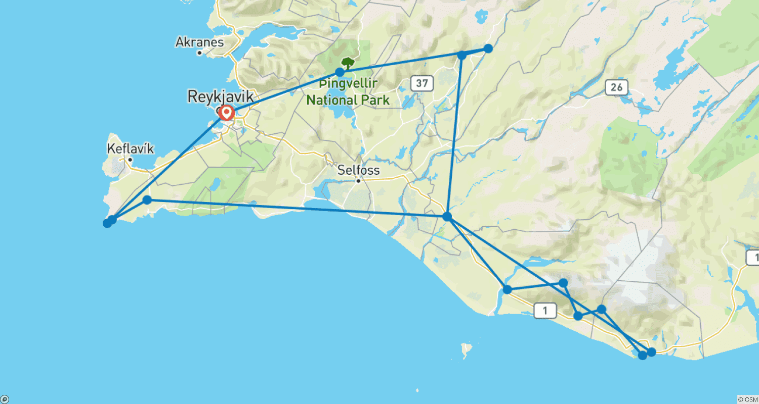 Mapa trasy: 5 dni Kraina Północnego Słońca