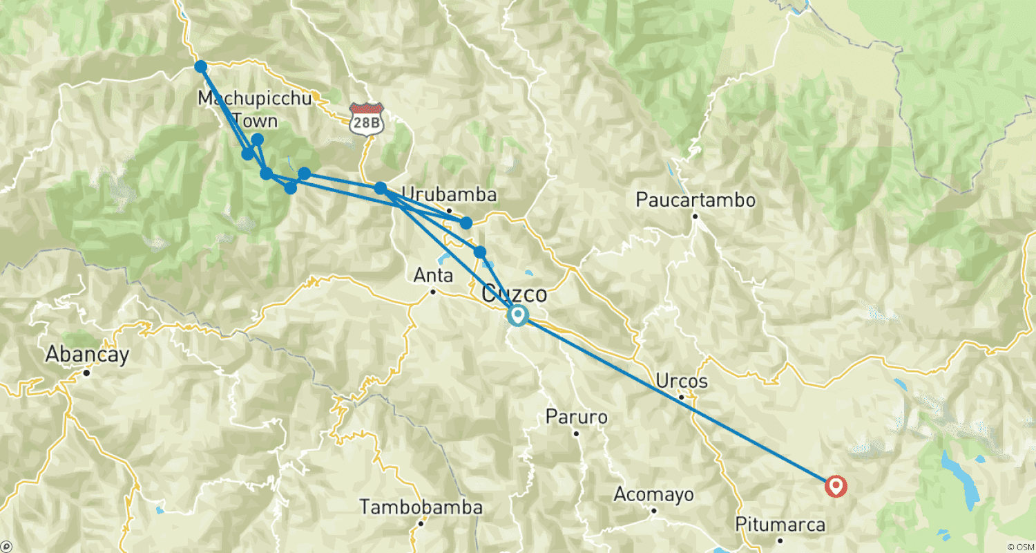خريطة مسار “Women’s Inca trail to Machu Picchu” 7D/6N