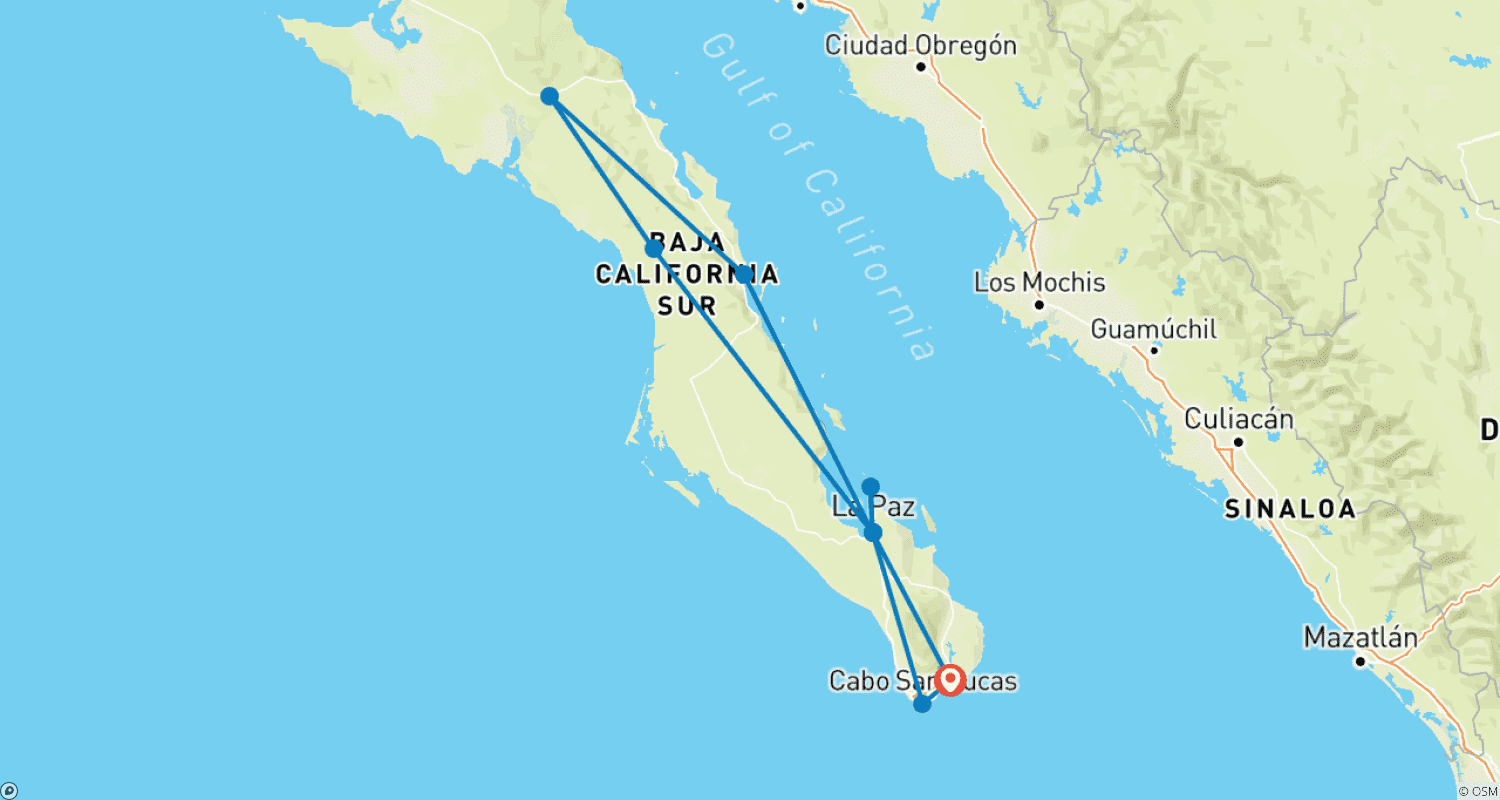 Mapa trasy: Baja California: Wieloryby i Pustynia, 11 Dni - Zima