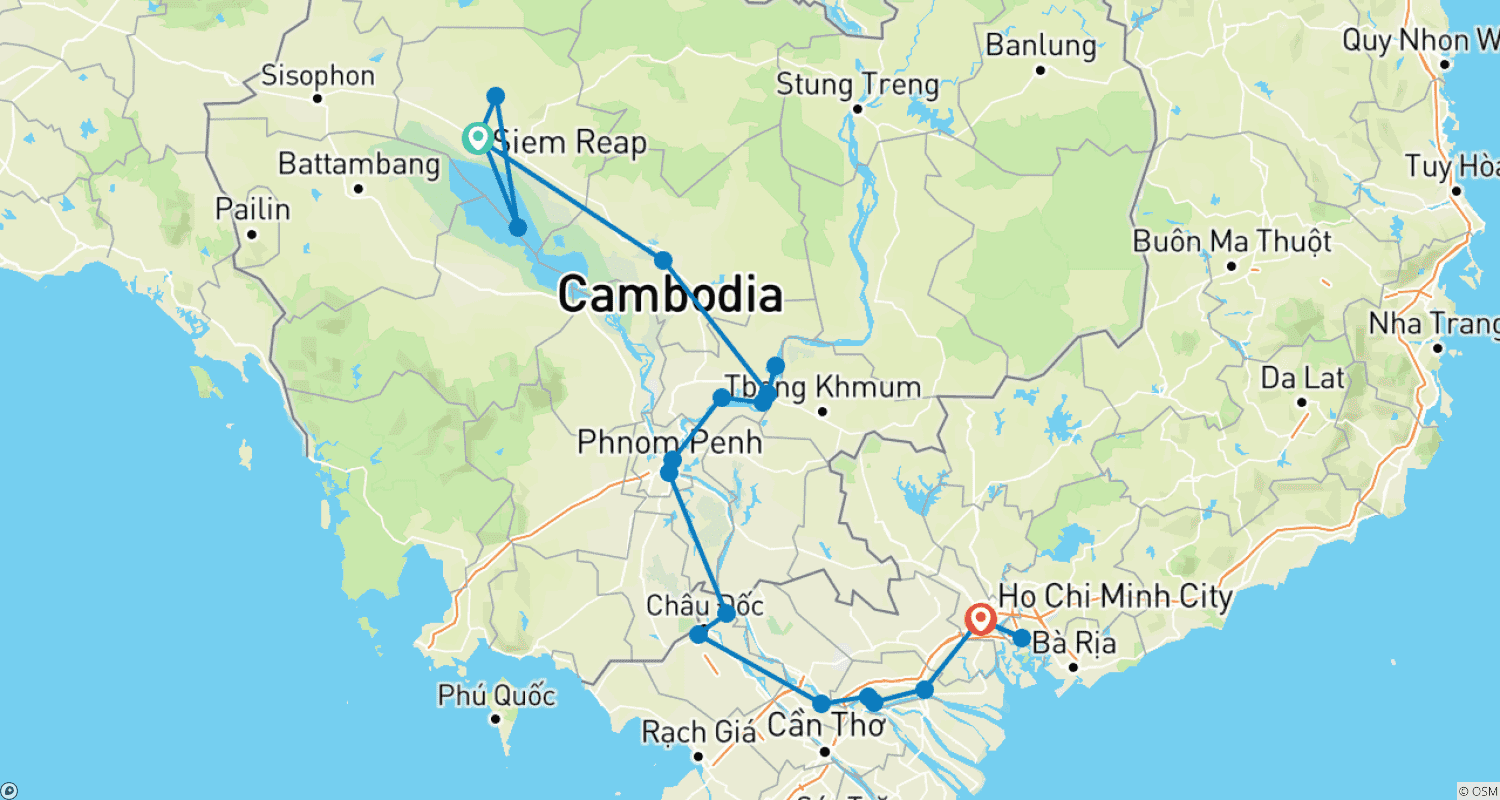 خريطة مسار Treasures of the Mekong 2025-2026|2026-2027 - 13 Days