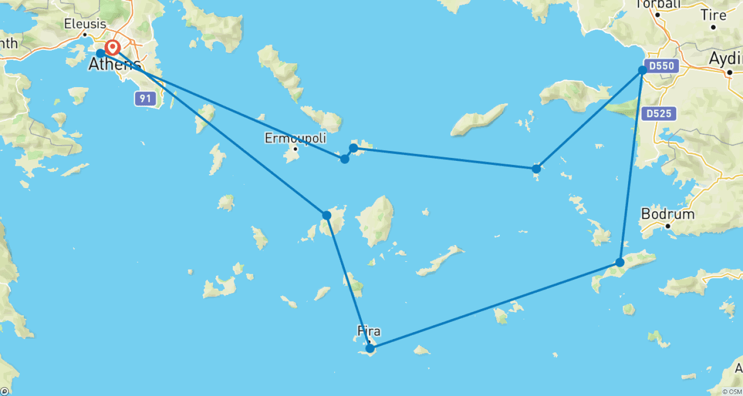 خريطة مسار Greek Islands & Turkish Coastlines 2025|2026|2027