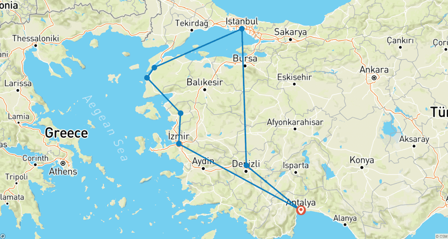 خريطة مسار TUI Tours | Turkish Cities & Culture, Small Group Tour