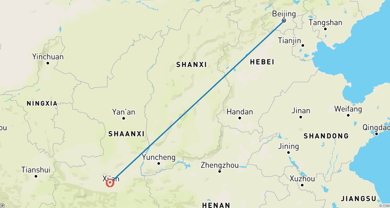 خريطة مسار 7 Days China Great Wall and Terracotta Warriors (private guide & driver）