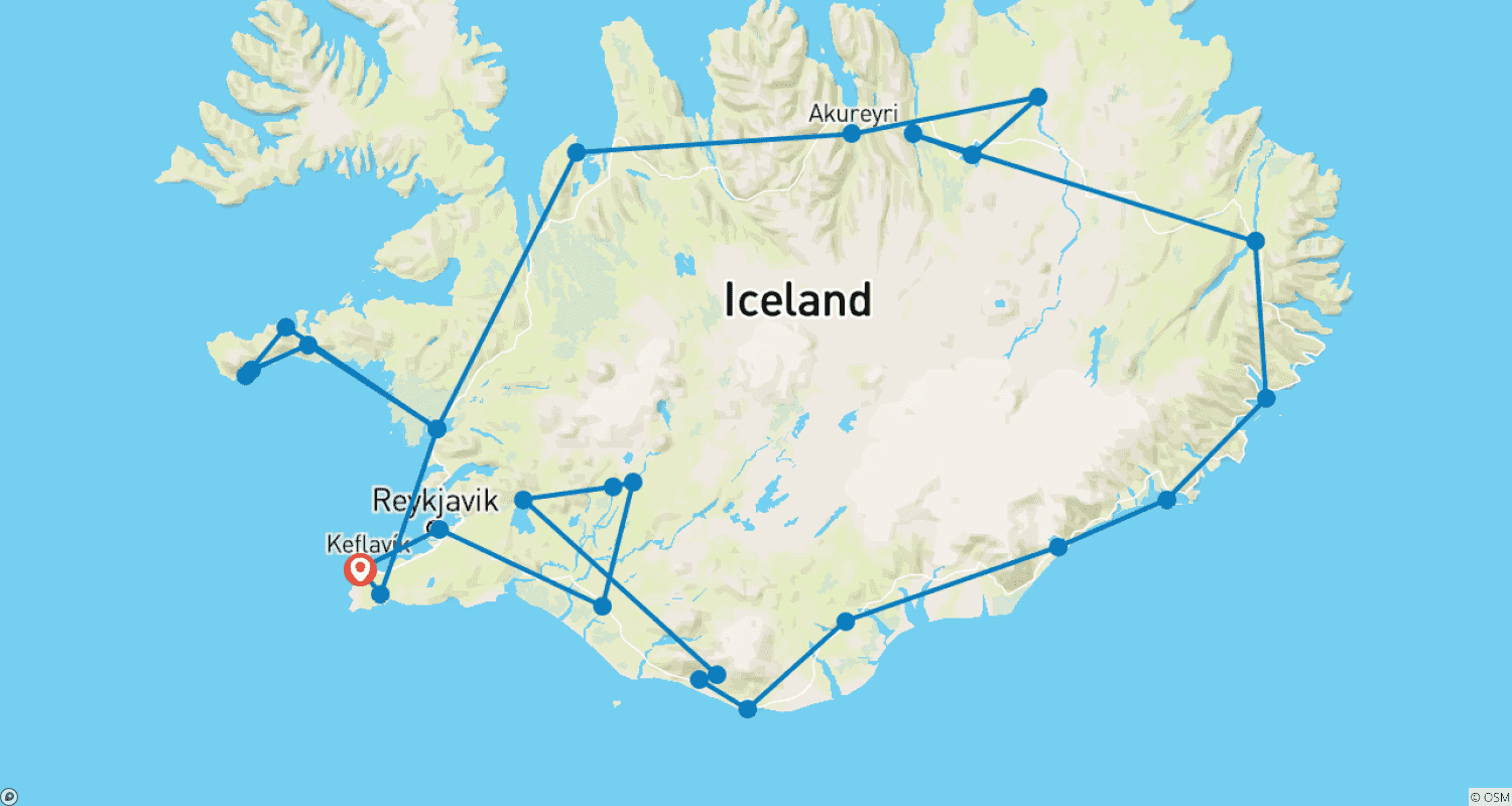 10 Days Private Iceland Ring Road In-depth Tour (Summer)のルートマップ