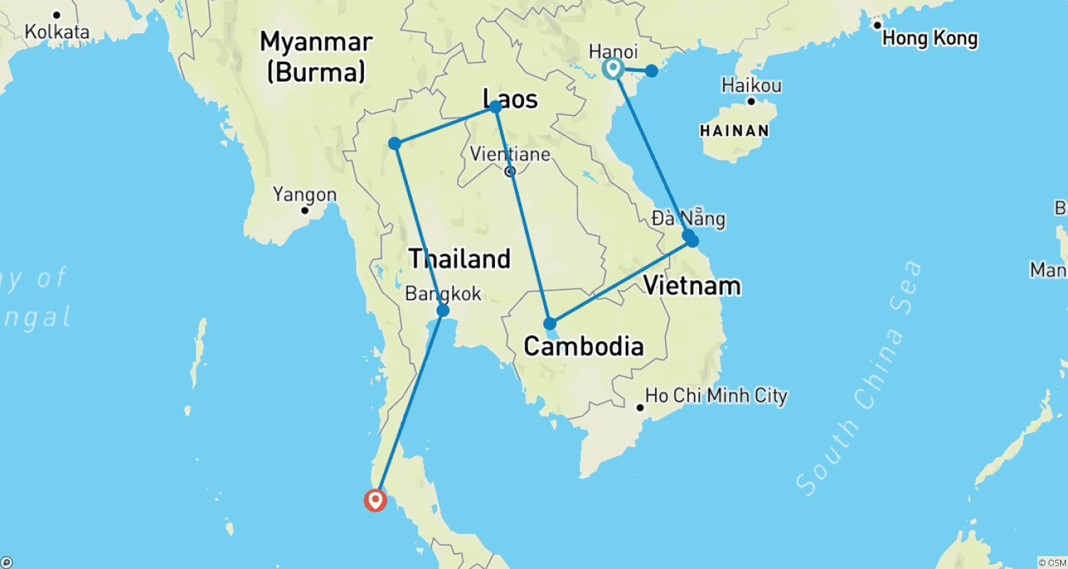 خريطة مسار Highlights of Southeast Asia with Phuket