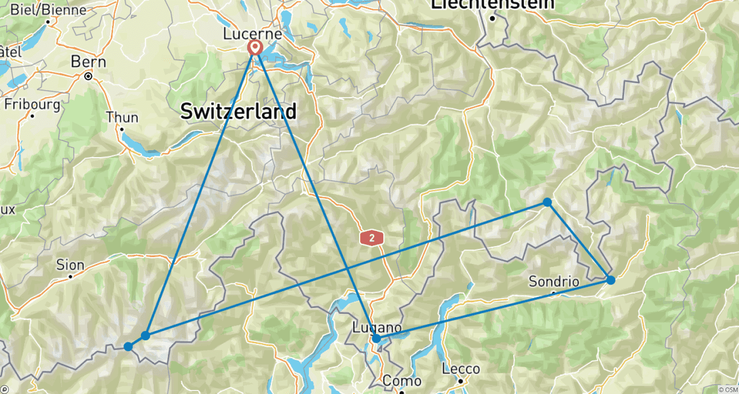 Mapa trasy: Pure Swiss rail experience