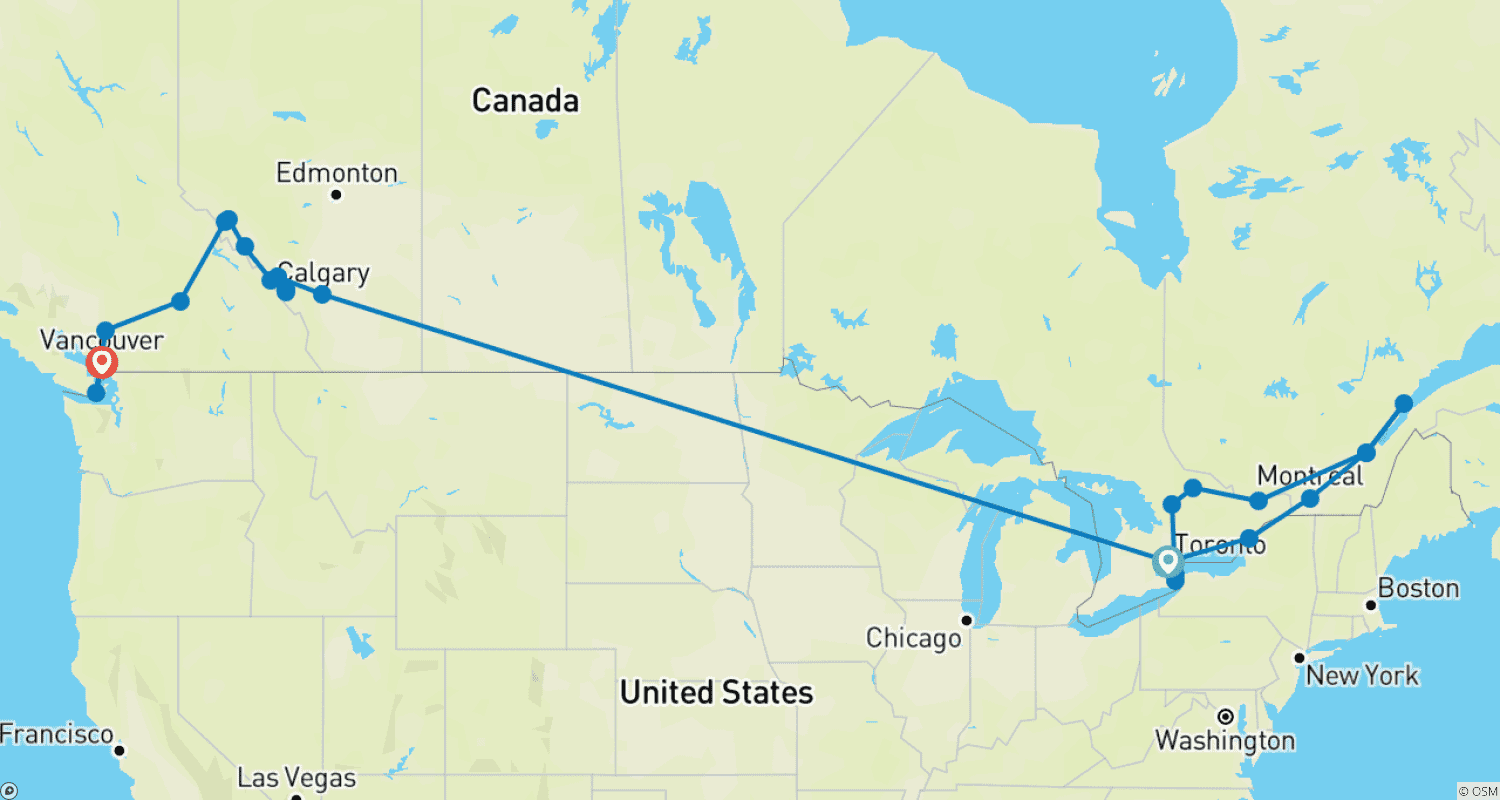 The Canadianaのルートマップ