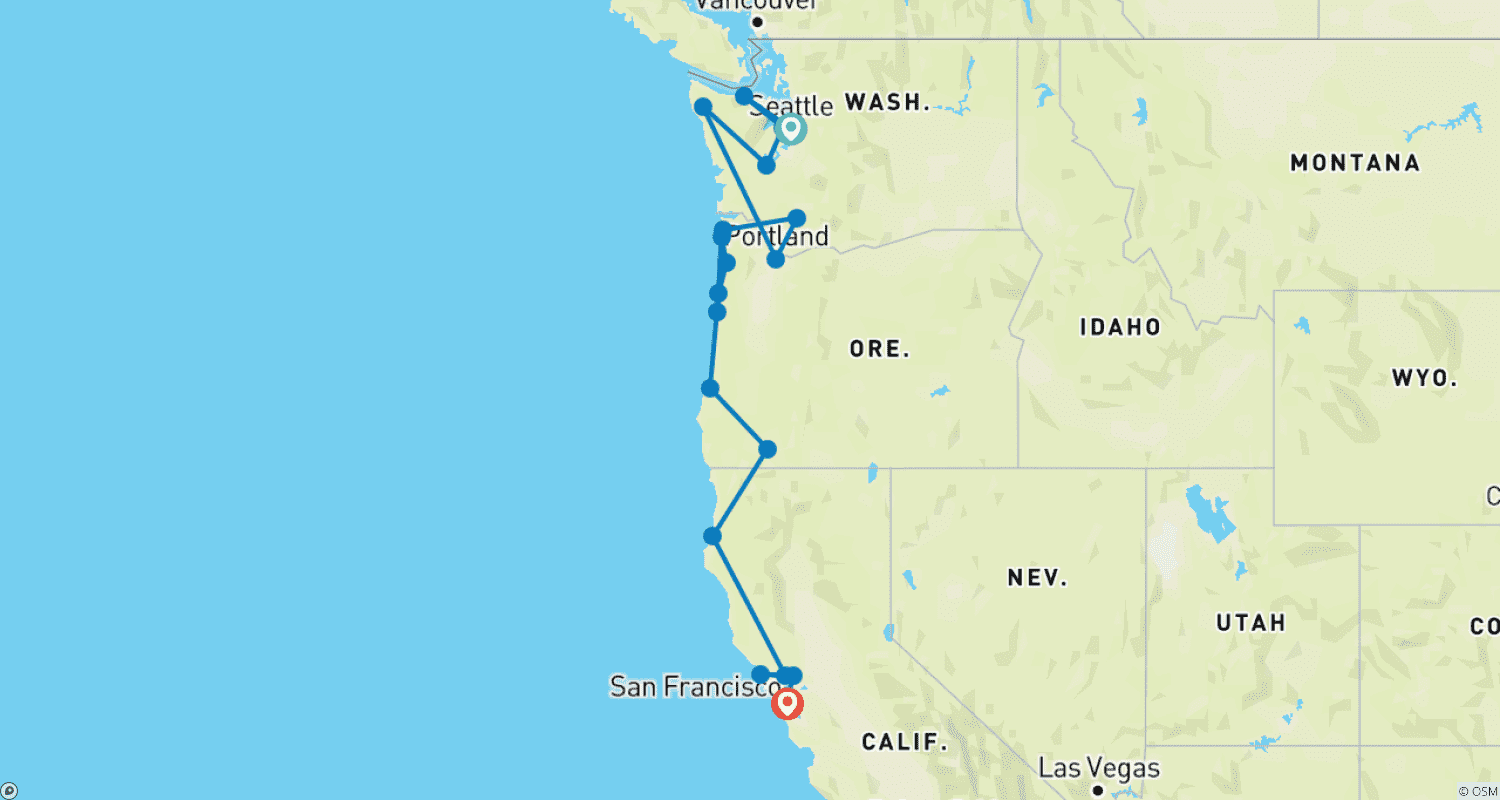 Mapa trasy: Natural beauty of the west coast