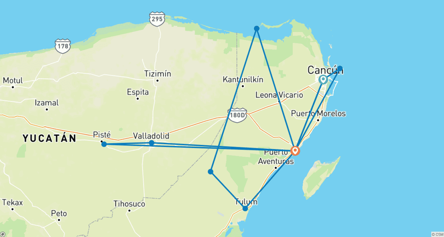 خريطة مسار Cenotes, marine wonders and Mayan worlds