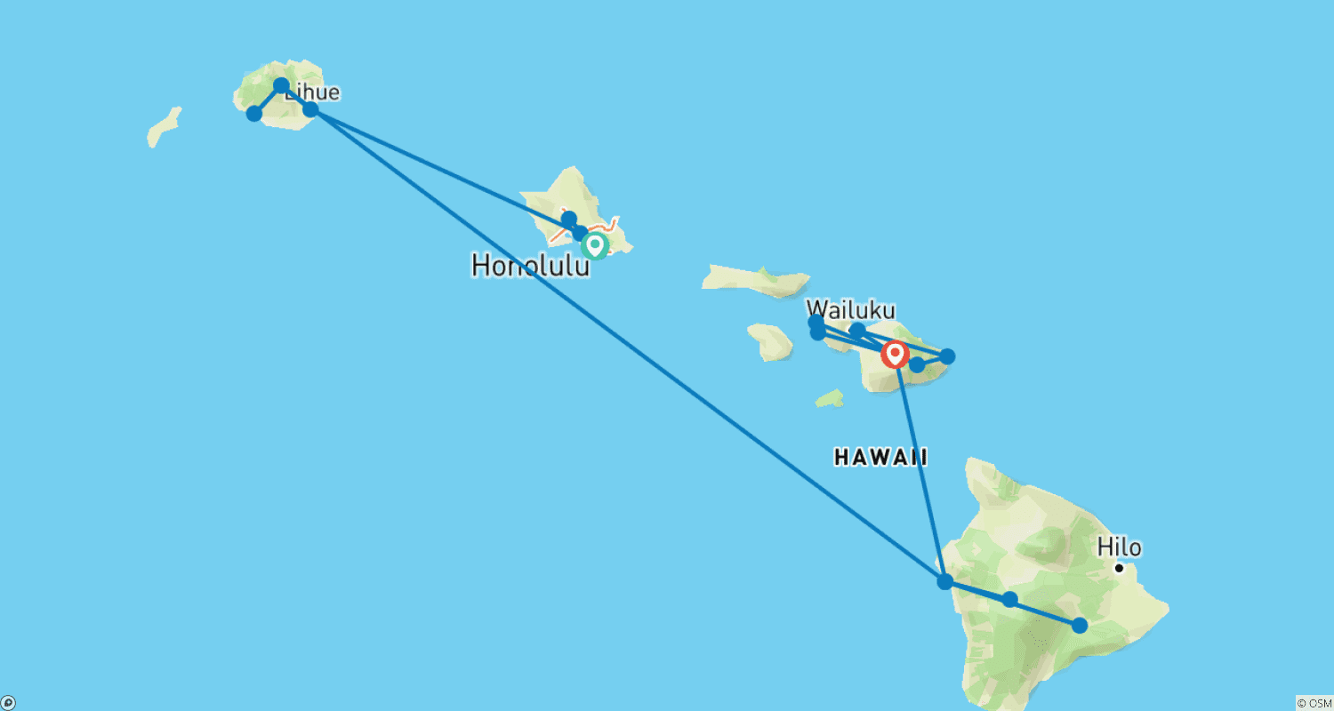 Mapa trasy: Island dreams Hawaii (19 nights)