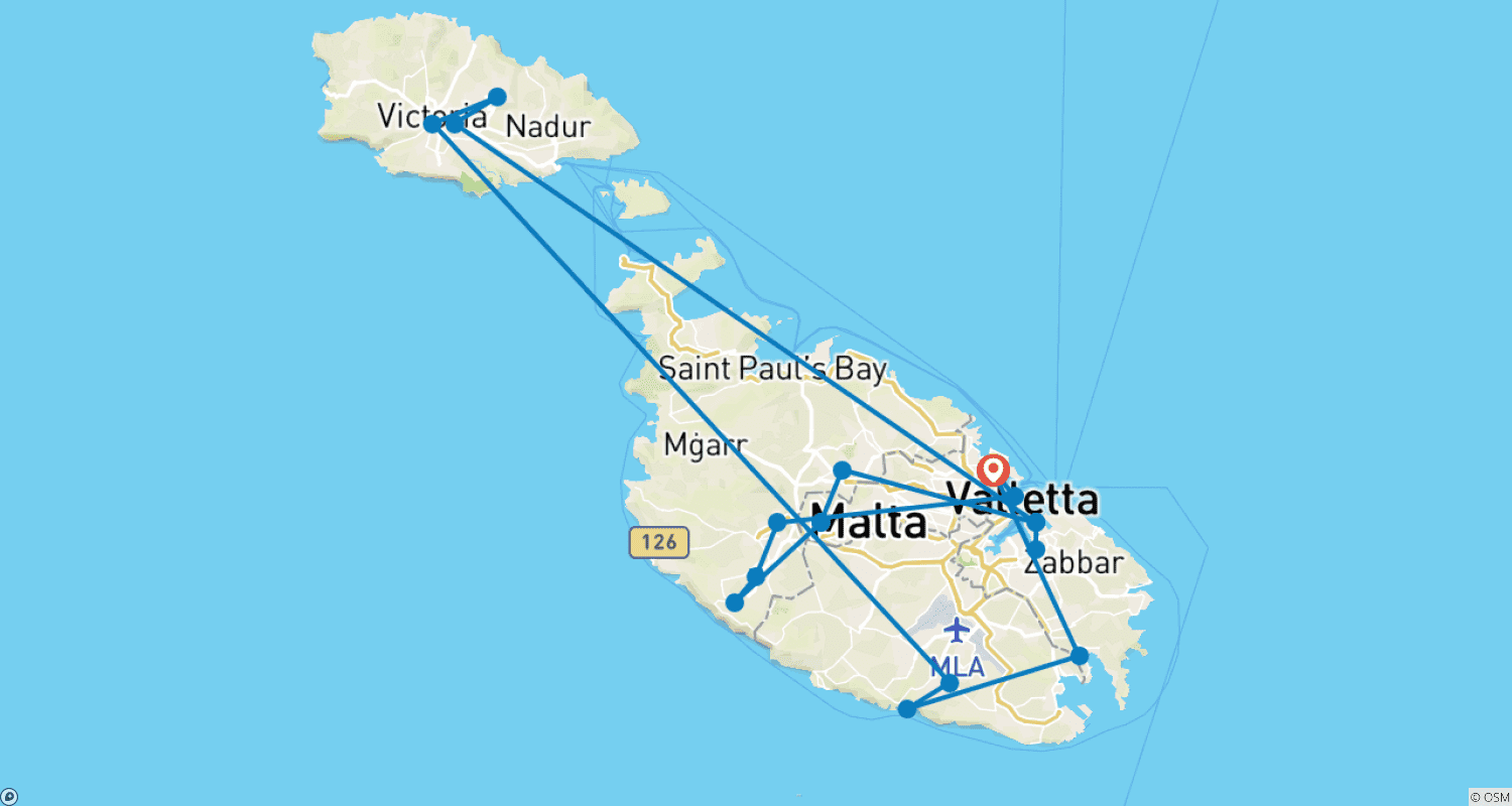 Mapa do percurso de Voyage of discovery in Malta