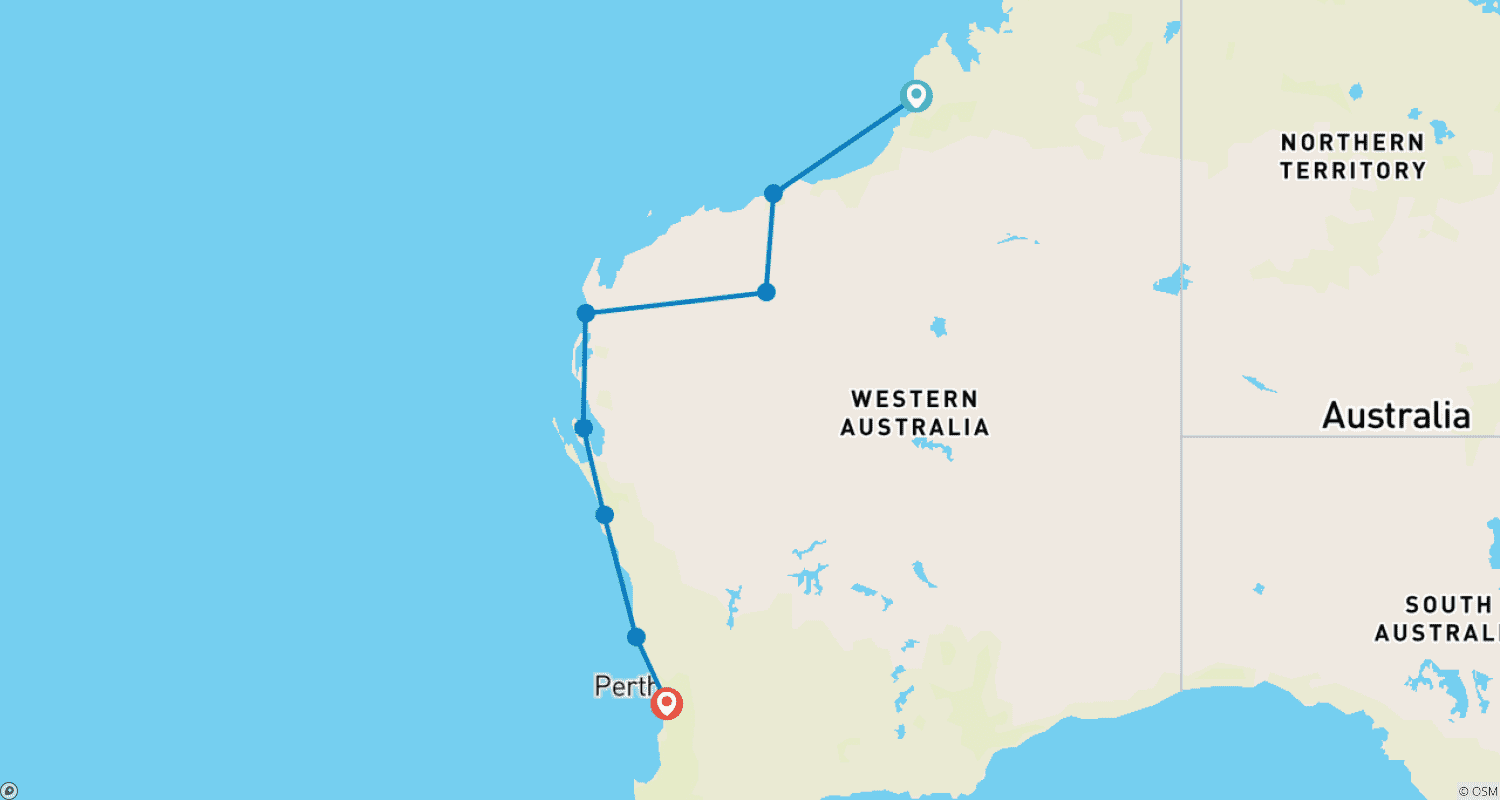 خريطة مسار West Coast on your own (Broome-Perth, 11 nights)