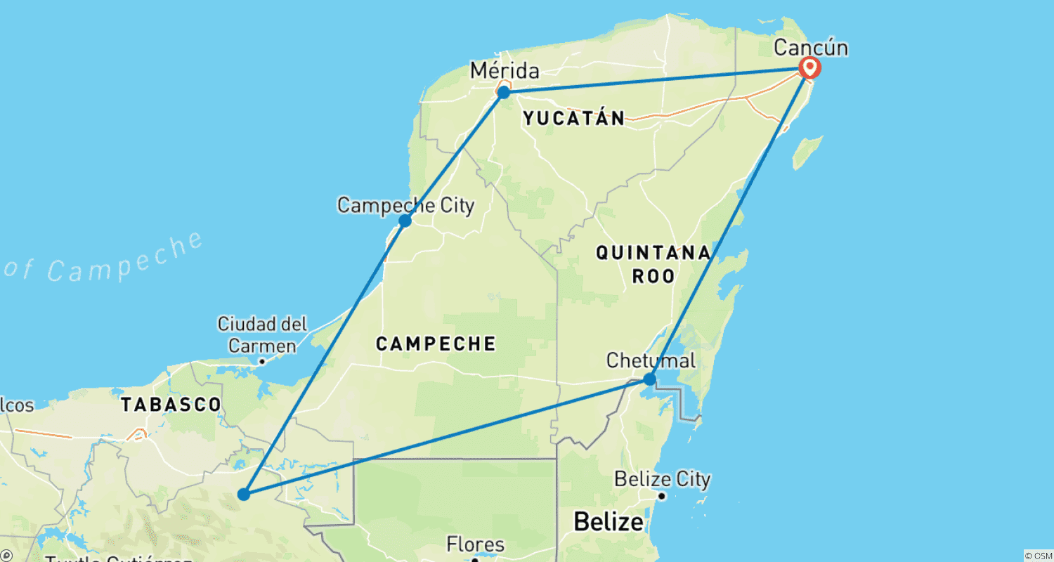 Mapa trasy: Wycieczka objazdowa po Jukatanie