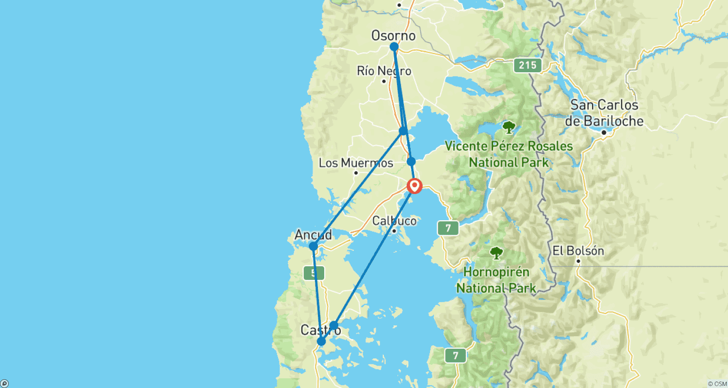 Mapa trasy: Discover the lake district & Chiloe individually