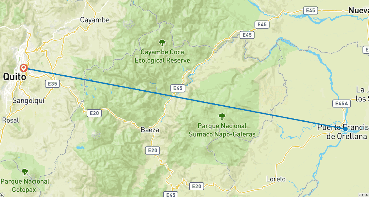Mapa trasy: Adventure Amazon - Sacha Lodge
