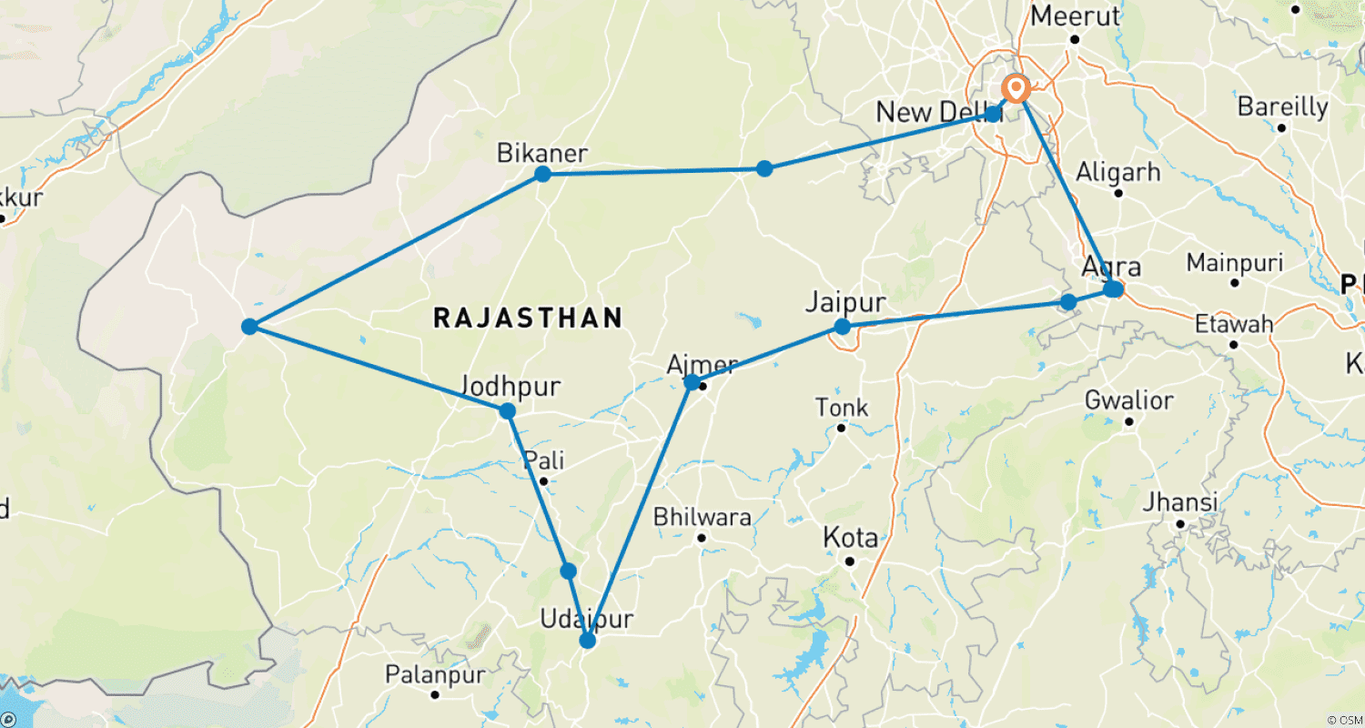 Mapa trasy: Highlights of Rajasthan