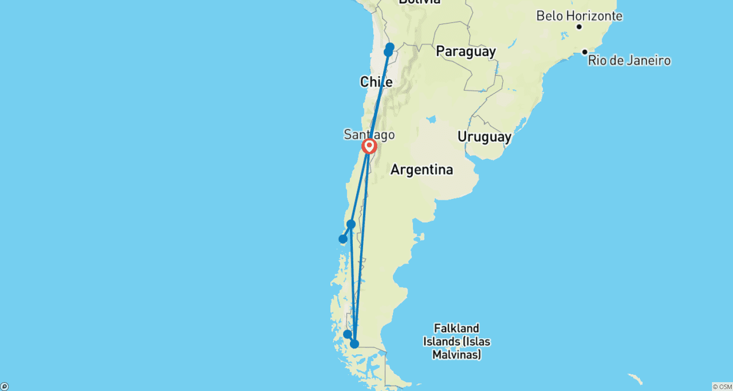 Mapa trasy: Highlights of Chile