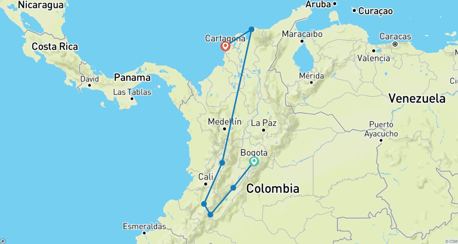 Mapa trasy: Unique Colombia