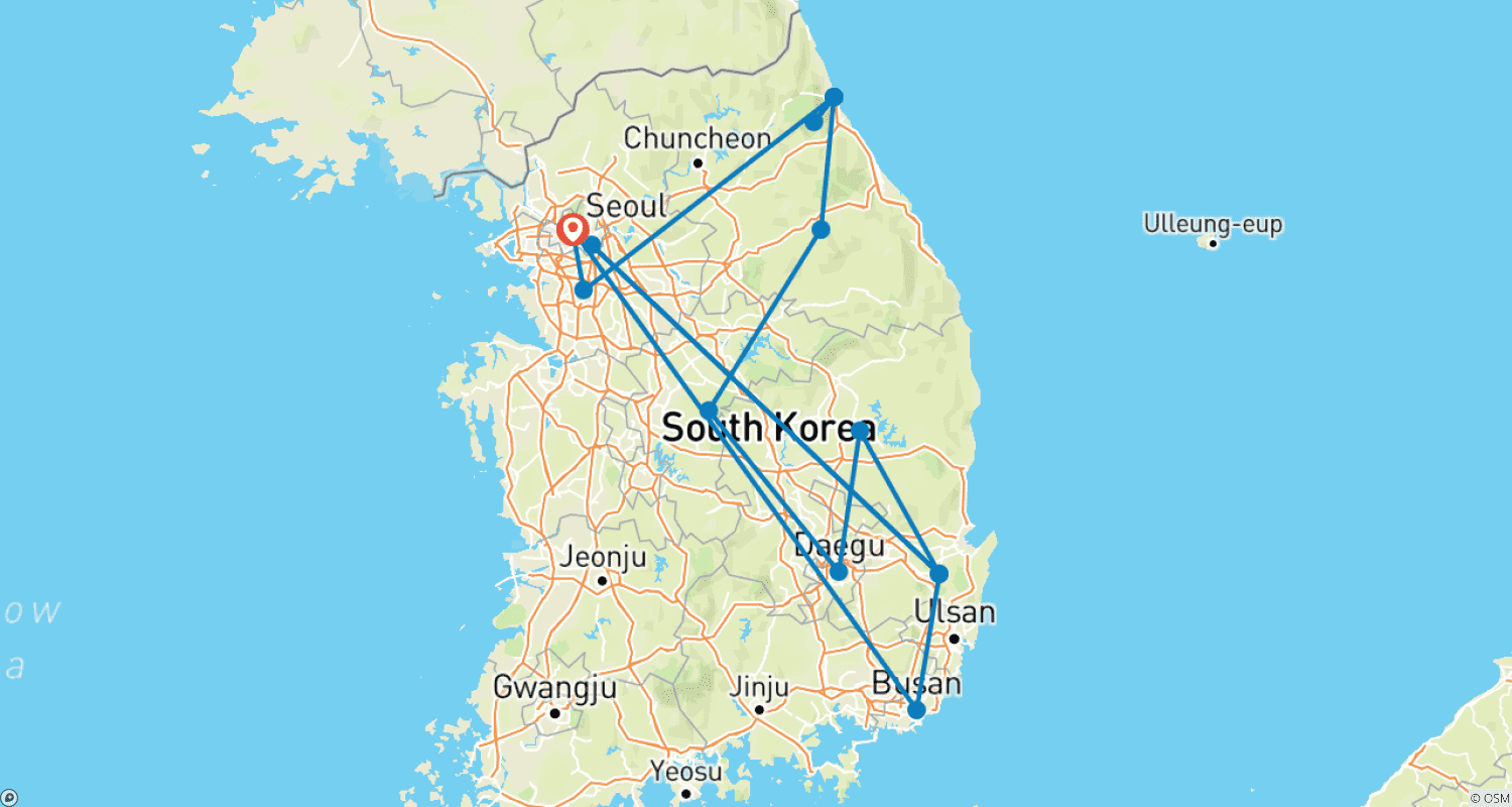 خريطة مسار South Korea Active (land program only)