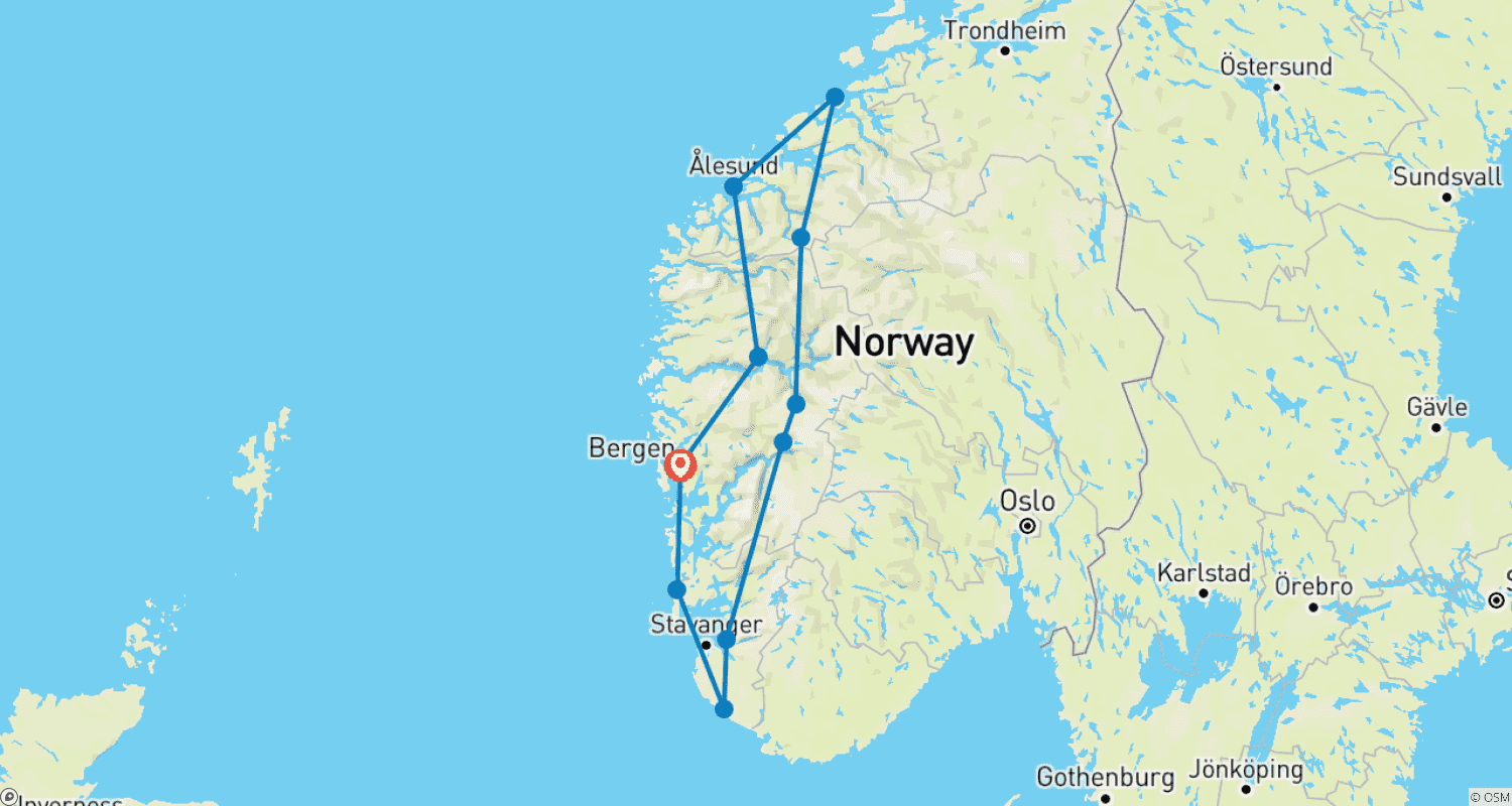 خريطة مسار Panoramic roads of Fjord Norway