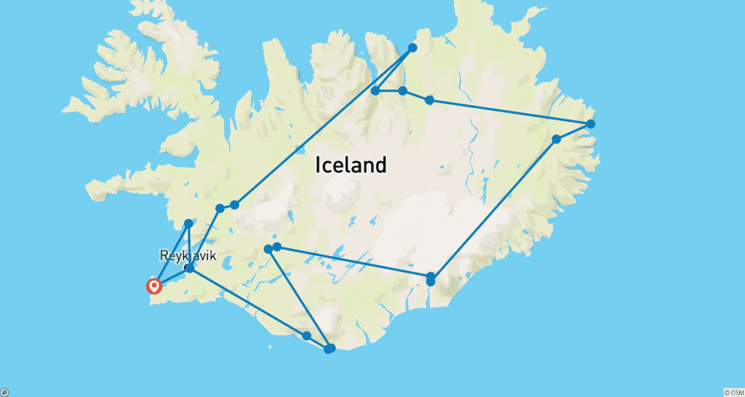 Mapa trasy: Around Iceland - On the ring road (summer)