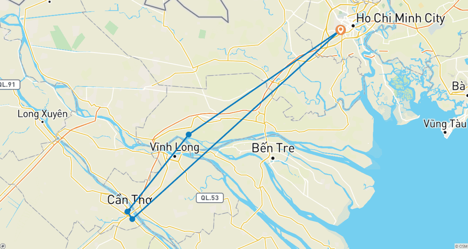 Mapa trasy: Mekong Delta