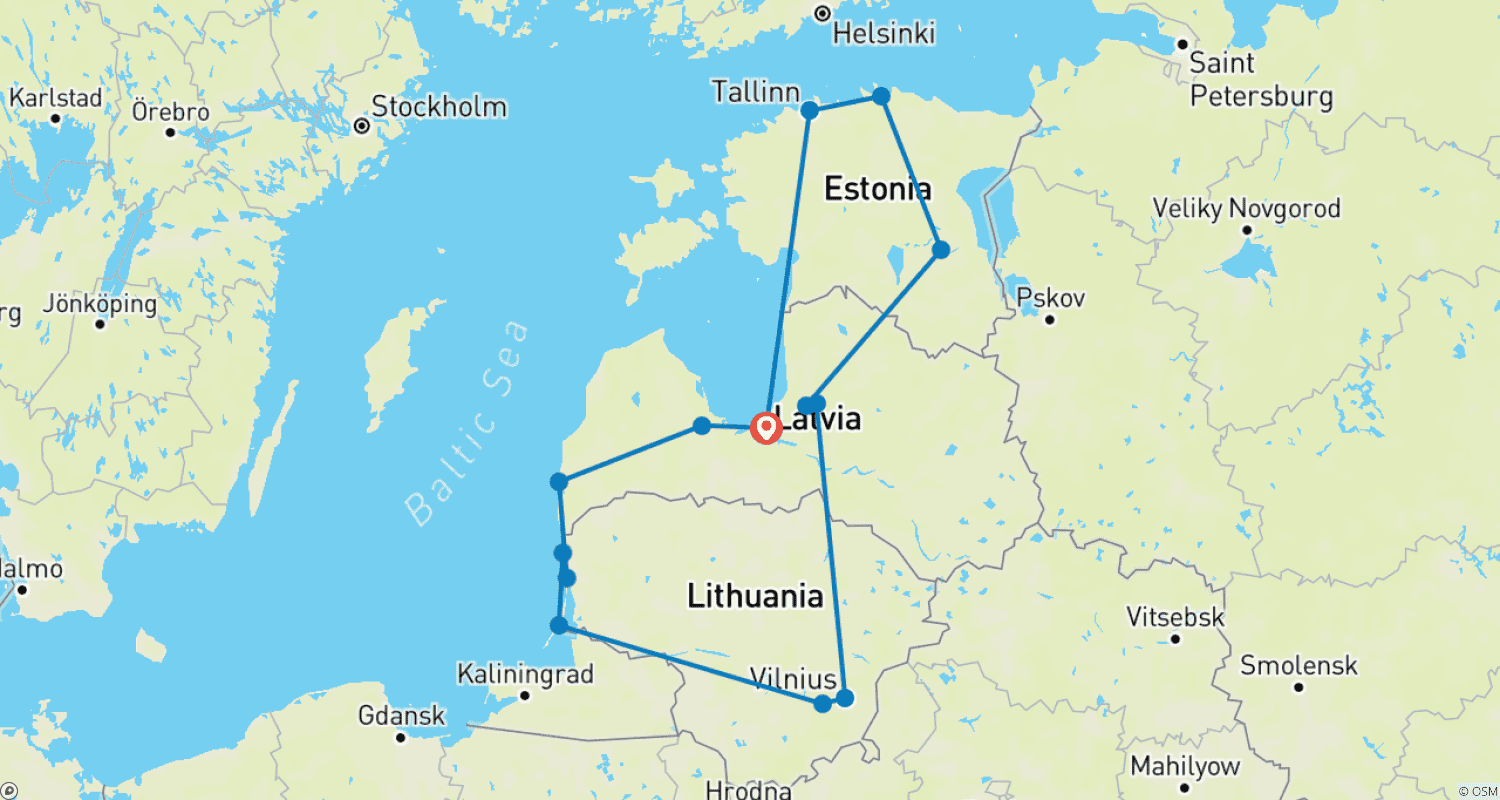 Mapa do percurso de Caleidoscópio Báltico