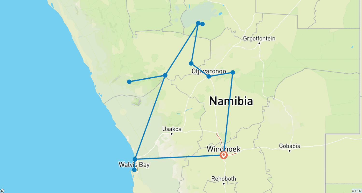 Mapa do percurso de Animais e cultura do norte