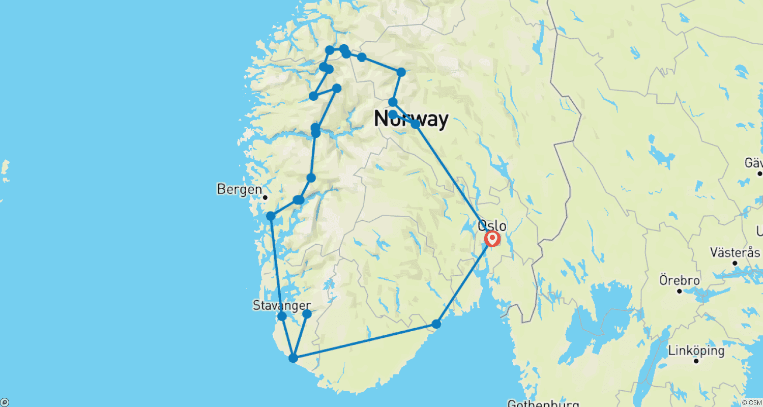 Mapa trasy: Experience Norway in a relaxed way