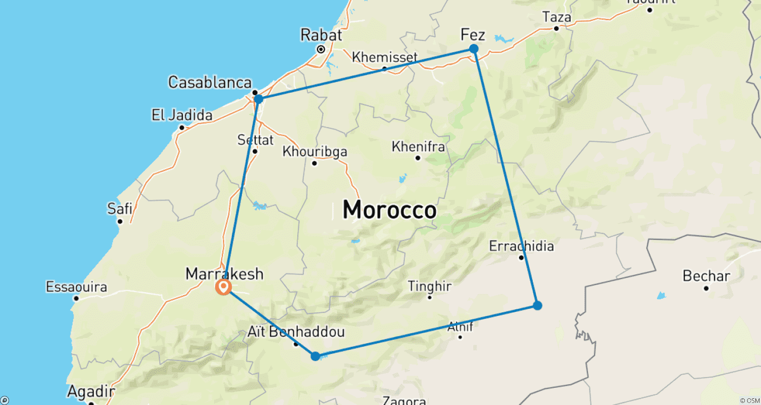Mapa do percurso de Fascination from 1,001 nights (group tour from/to Marrakech)