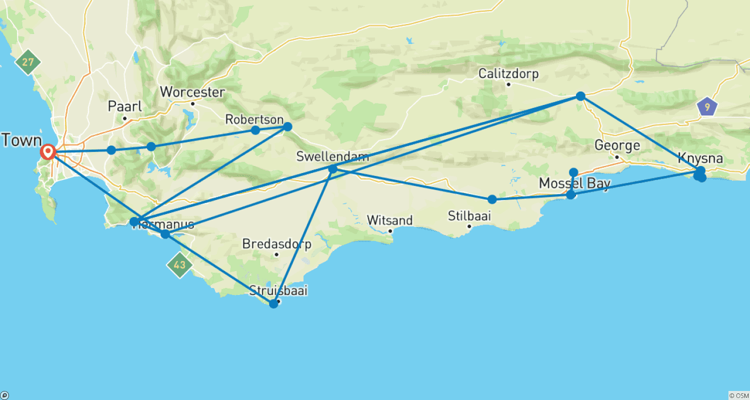 Mapa trasy: Wellness, wino i dzikie zwierzęta