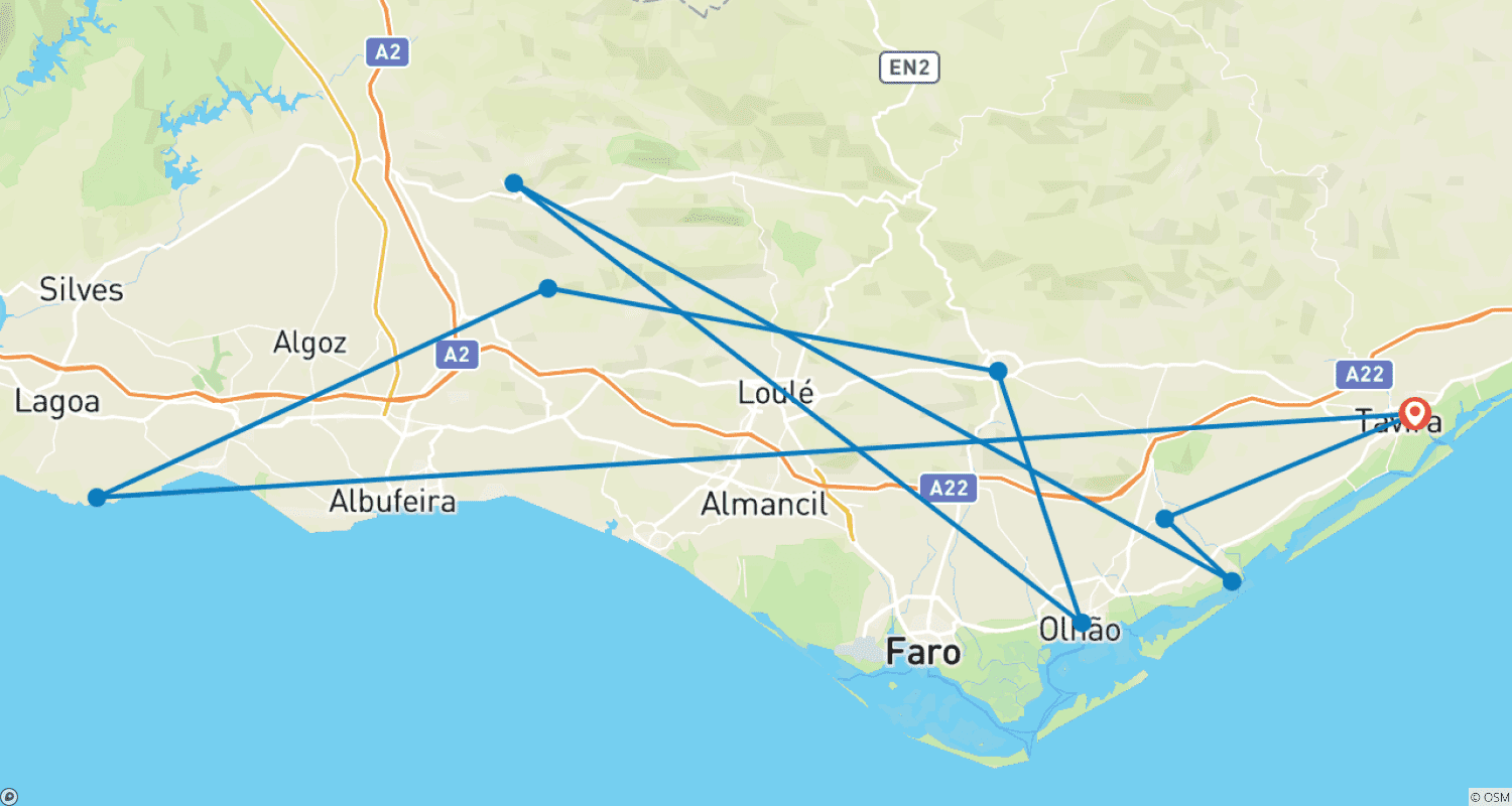 Hiking the highlights of the Algarveのルートマップ