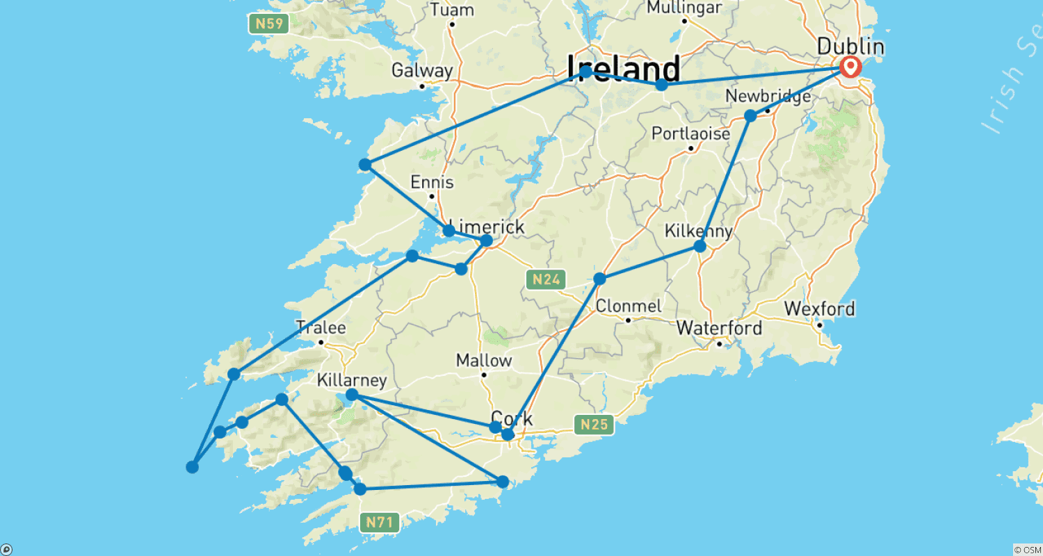 Mapa trasy: Enchanting Ireland