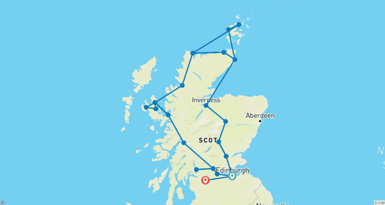 Mapa do percurso de North Coast 500 - Scotland's Route 66