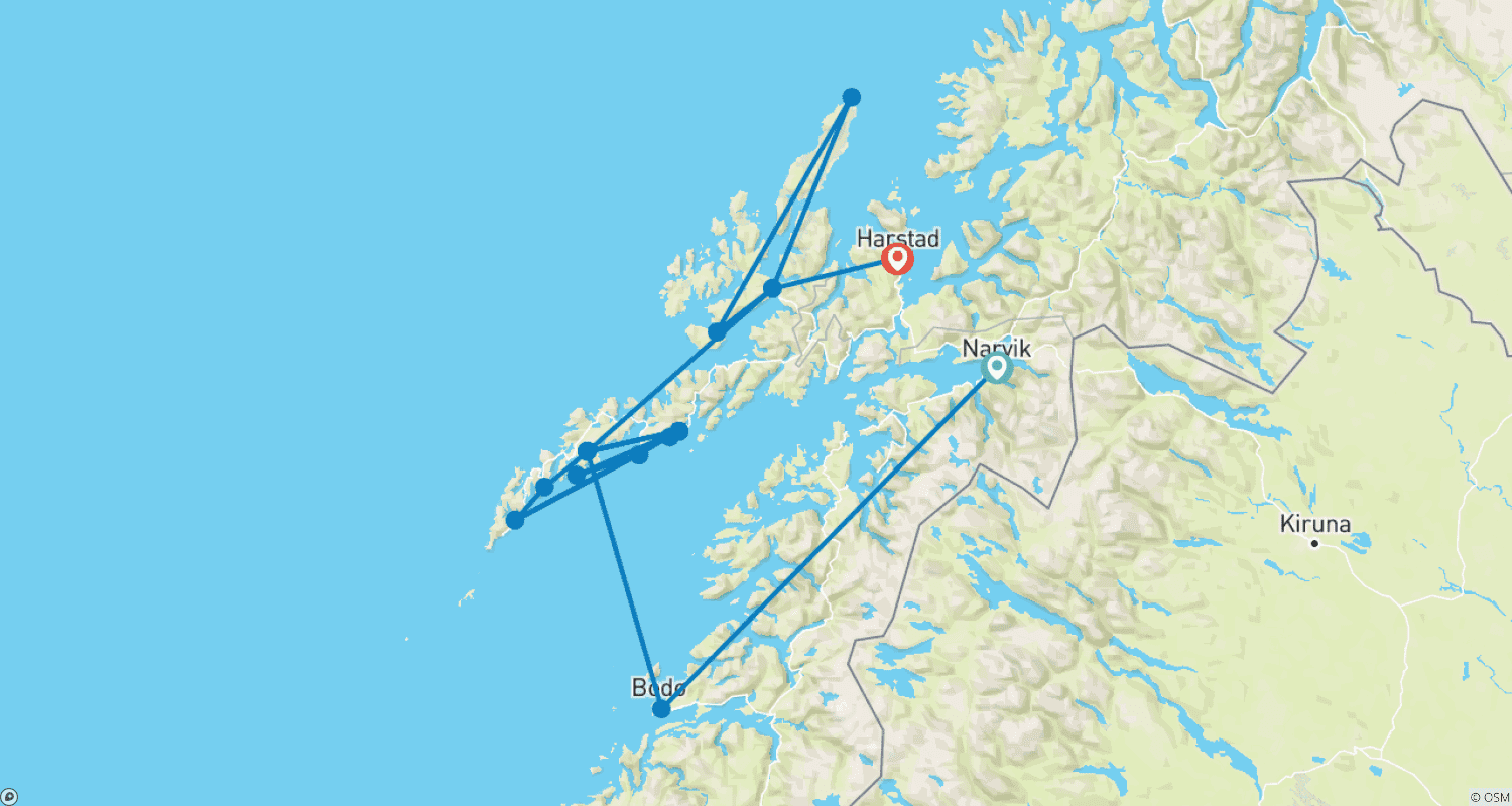 Mapa trasy: Wymarzony cel podróży Lofoty i Vesterålen