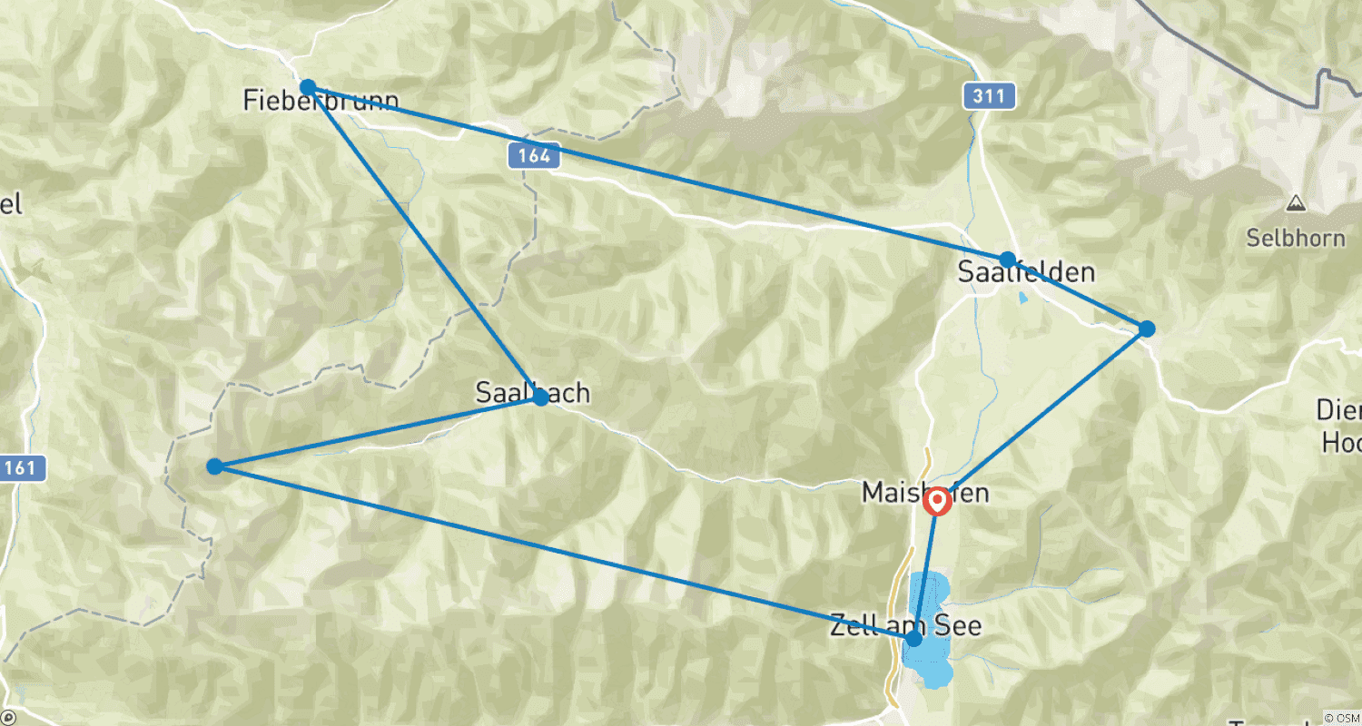 خريطة مسار قمم سالزبورغ وجبال الألب Kitzbühel